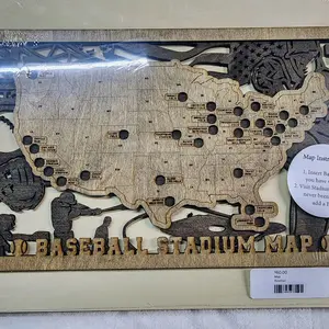 Wooden Baseball Stadium Map Tracker