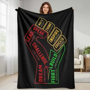 Inspiring Fist Phrase Theme Flannel Blanket  Black History Month Empowerment Quotes Print  Soft Warm Cozy Wearable Gift  Living Room Sofa Couch Decor  Bedroom Bedding Essential  Anniversary Celebration Present  Father's Day Appreciation Gift fathersdaygif