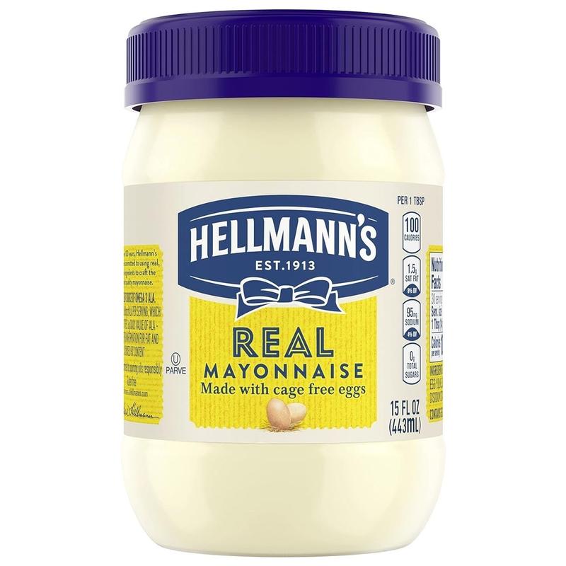 Hellmann's Real Mayonnaise Real Mayo For a Creamy Sandwich Spread or Condiment Gluten Free, Made With 100% Cage-Free Eggs 15 oz