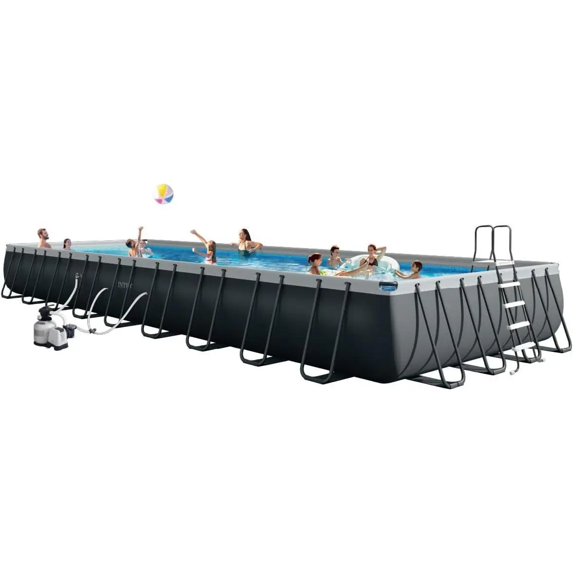 HUFHGINTEX 26379MZ 36ft x 18ft x 52in Ultra XTR Deluxe Rectangular Above Ground Swimming Pool Set, Includes 2650 GPH Sand Filter Pump, Saltwater System, SuperTough Puncture Resistant, Rust Resistant