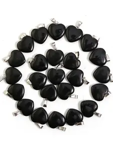 Natural Obsidian Heart Gemstones Set of 6/12 Pieces 20mm, Perfect for Craft Jewelry Home Decor and Gift Giving