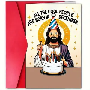 Humorous Jesus Birthday Card with Envelope, Perfect Gift for Family & Friends, Ideal for Birthdays & Parties, Single Pack