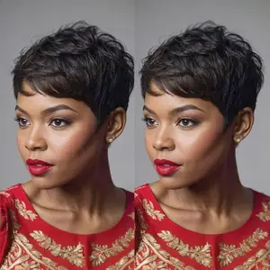 Pixie Cut Wigs Human Hair Short Wigs for Black Women Human Hair Pixie Wig with Bangs Short Black Wig Color 028 No Brand