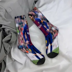 Mid-calf socks, Messi #10 jersey with football icon design, celebrity merchandise, durable socks, unisex socks, perfect for fans, holiday gifts, birthday presents.