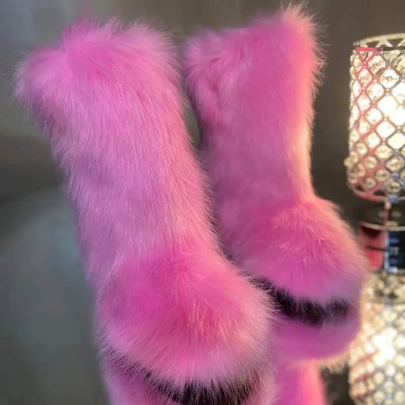 Barbie Pink Vegan Fur Boots for Women, Girls - Winter Fashion Footwear Faux Comfort