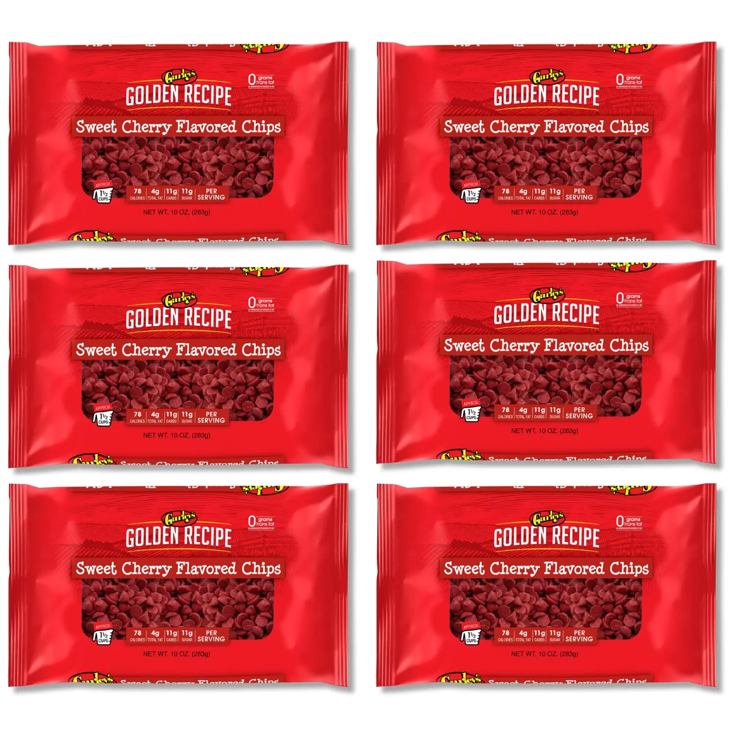 Gurley's Delicious Sweet Cherry Chips for Baking - Pack of 6, 10 Ounce Each, Perfect for Desserts