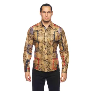 Mens Luxury Brand Printed Silk Like Shirts-HLS2002L-521