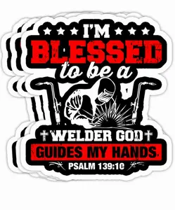 "God Guides My Welds" Religious Christian Welder Vinyl Sticker Pack, Adult Office Label for Water Bottle, Laptop 01Z