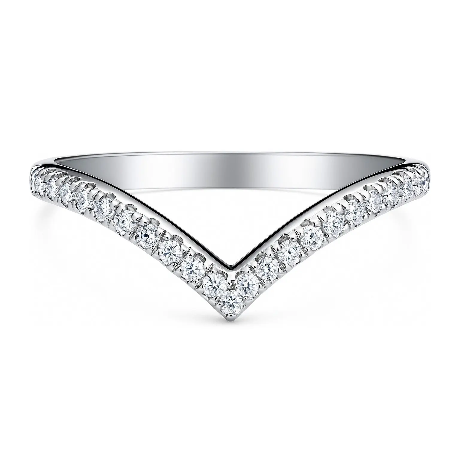 BERRICLE Sterling Silver Wishbone Rings Stackable Curved Eternity Band Ring for Women, Round Cut Cubic Zirconia CZ