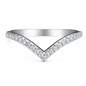 Wishbone CZ Eternity Ring in Sterling Silver