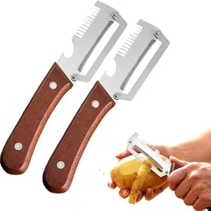 Multi-functional Vegetable Peeler for Kitchen,  New Stainless Steel Peeler with Wooden Handle and Bottle Opener, Fruit and Vegetable Peeler Kitchen Tool Kitchen Gadgets for Fruit Veggie Pumpkin