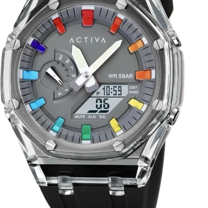 Invicta x Activa Kaleido Digital Watch - 42mm, Black Dial, Silicone Band, Digital Display # 52