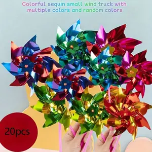 Rainbow Windmill Party Decoration Set, Waterproof & Sunproof Garden Toys, DIY Assembly Outdoor Gift, Colorful Mini Rainbow Fans, Garden Accessories