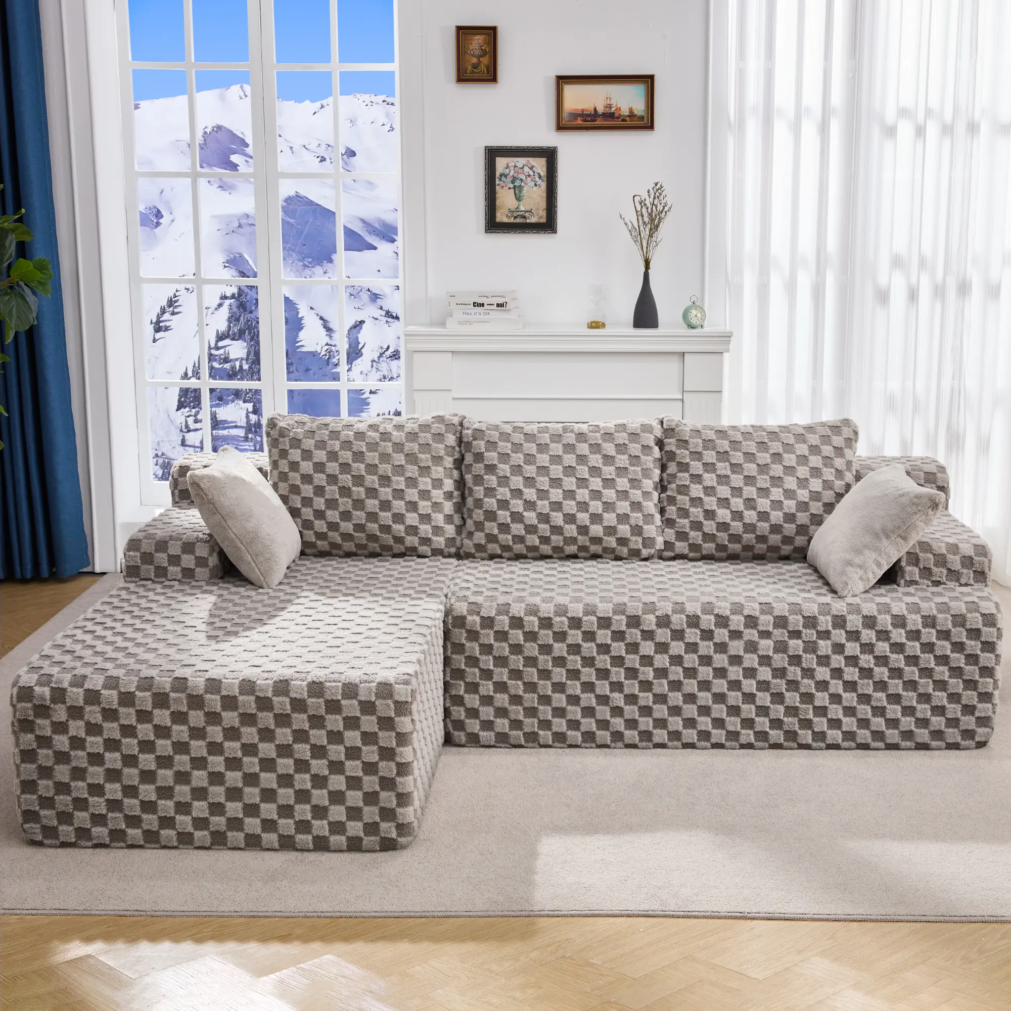 Hobestluk 96“ Modular Sectional Sofa Couches L-Shape Couch 3 Seat Modular Sofa Sectional Couches for Living Room, Cloud Couch with Oversized Chaise