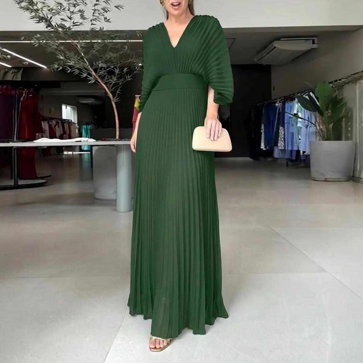 ChicMe Women's Elegant Pleated Maxi Dress V Neck Flutter Sleeve Wedding Guest Dress - TikTok Shop ChicMe Women's Elegant Pleated Maxi Dress V Neck Flutter Sleeve Wedding Guest Dress - TikTok Shop