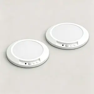 Rechargeable Ceiling Light 2-Pack, 3 Color Modes, Motion Sensor with Remote, Wireless Battery-Operated Magnetic LED Lights for Shower, Closet, Pantry, Shed, Hallway, Porch, Garage