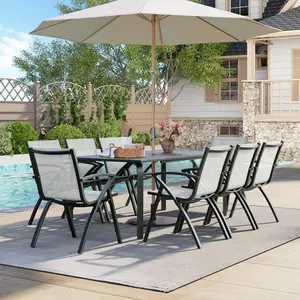 Summervibes Flash sale home items 2PCS Modern Aluminum Outdoor Dining Chairs - Quick-Dry Textilene Fabric, Ergonomic Design for Patio, Poolside, Restaurants - All-Weather Rust-Resistant Gray