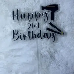 Blowdryer and Flat Iron Acrylic Cake Topper