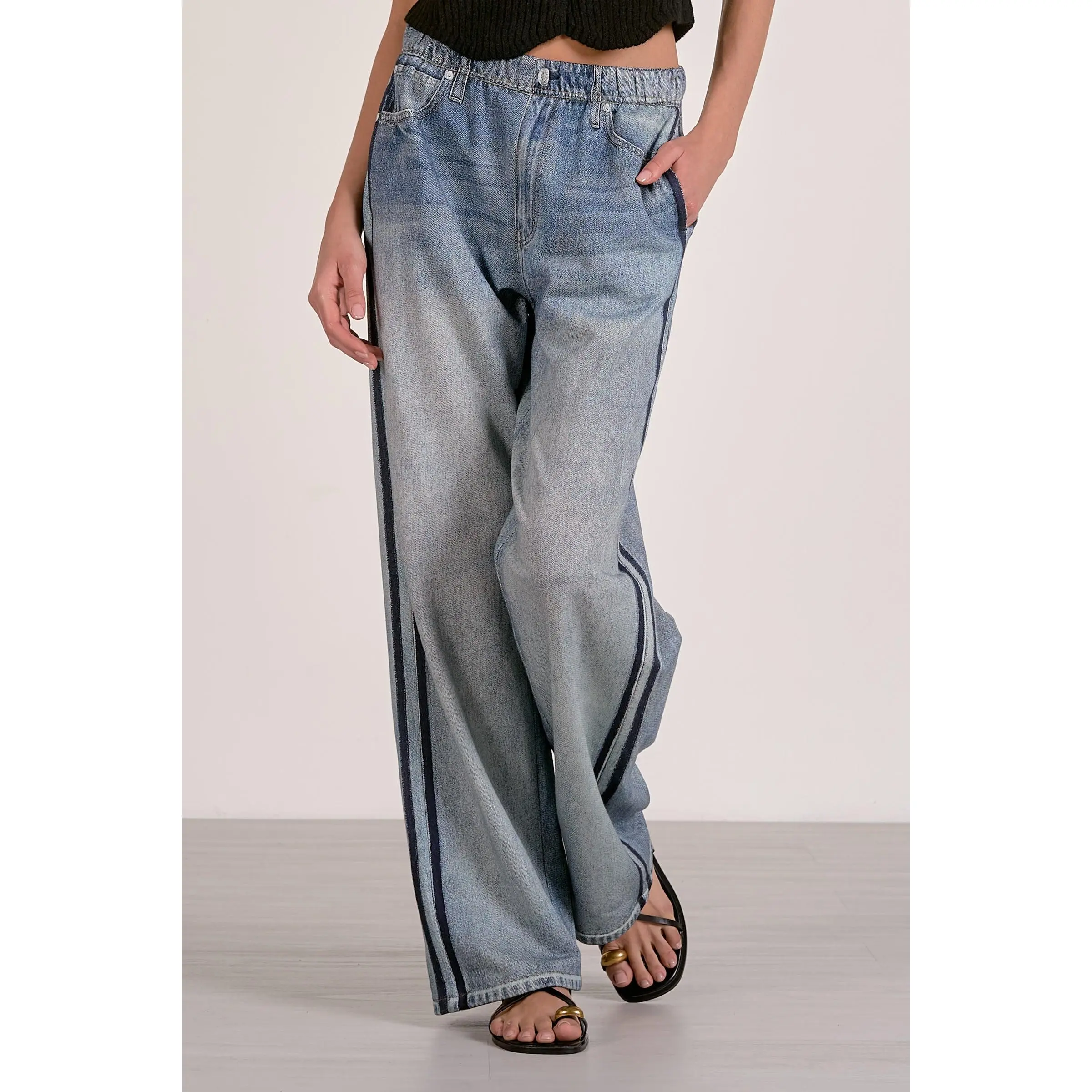 Jojo Denim Track Sweatpants Blue
