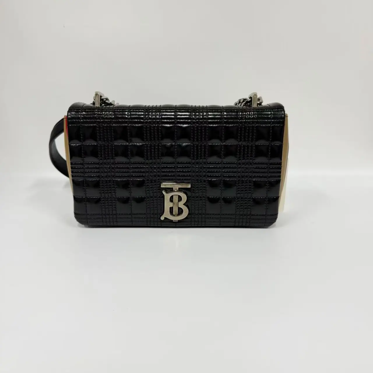 Pre-owned BURBERRY Black Lola Bag with Silver TB Monogram（SZ 67432）