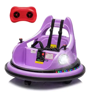 12V Ride-On Bumper Car for Kids Electric Car with Remote Control LED Lights Bluetooth 360 Degree Spin Anti-Collision Padding Five-Point Safety Belt 2WD 1.5-4 Years Old