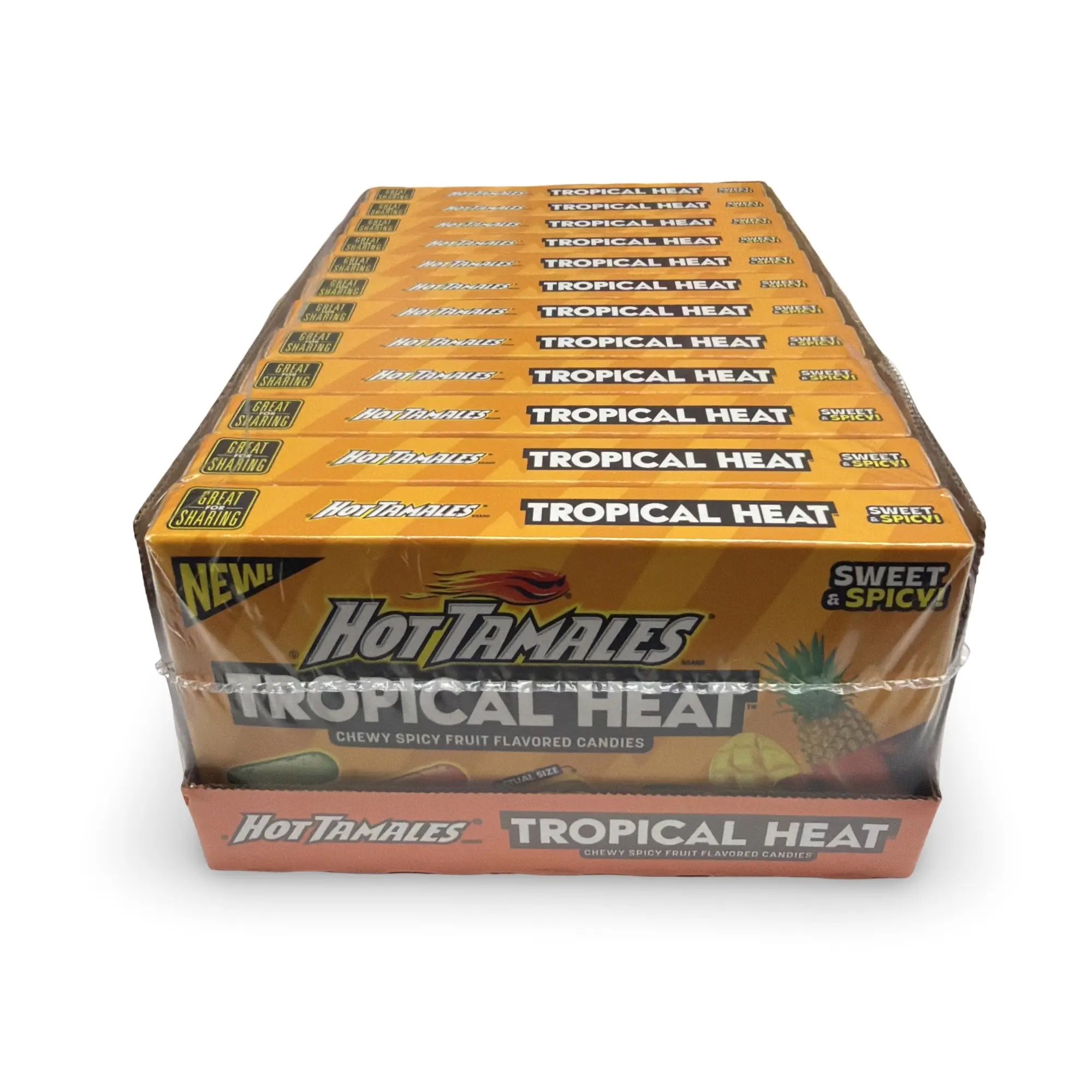 Hot Tamales Limited Edition Tropical Heat Large Movie Theater Boxes, 4.25 Oz Each, Full Tray