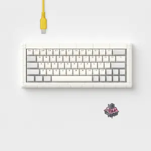 KBDcraft Adam 60% Keyboard with a Lego-Compatible Case, PBT Keycaps, Gasket Mount, Hot-swappable, Wired, Linear Switch, RGB, QMK, Vial for Win/Mac, Full Kit, White