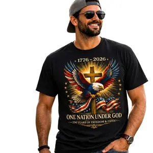 Patriotic Christian Shirt One Nation Under God T-shirt, American Eagle Cross Faith Swweatshirt, Freedom USA