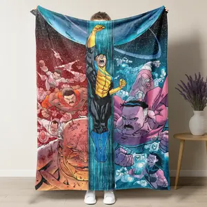Invincible Comic Book Throw Blanket, Ultra Soft Fleece Blanket for Fans, Epic Battle Graphic Art Plush Blanket for Bed Couch, Birthday Gift for Men Teens, Geeky Room Decor