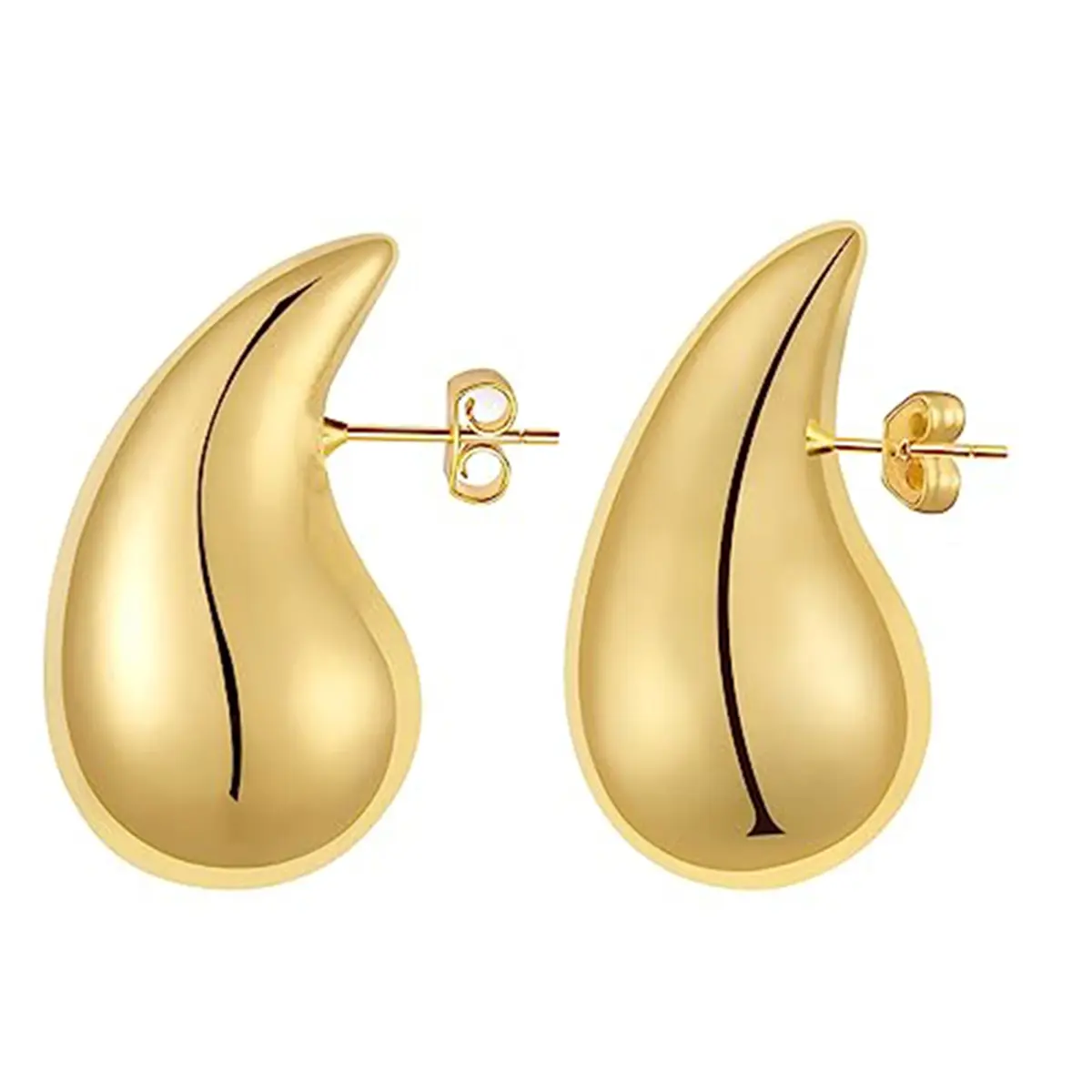 Thick Teardrop Earrings for Women, Lightweight Stainless Steel Earrings, Hypoallergenic Hollow Teardrop Earrings, Fashionable Earrings for Women Girls stackedlobeearrings