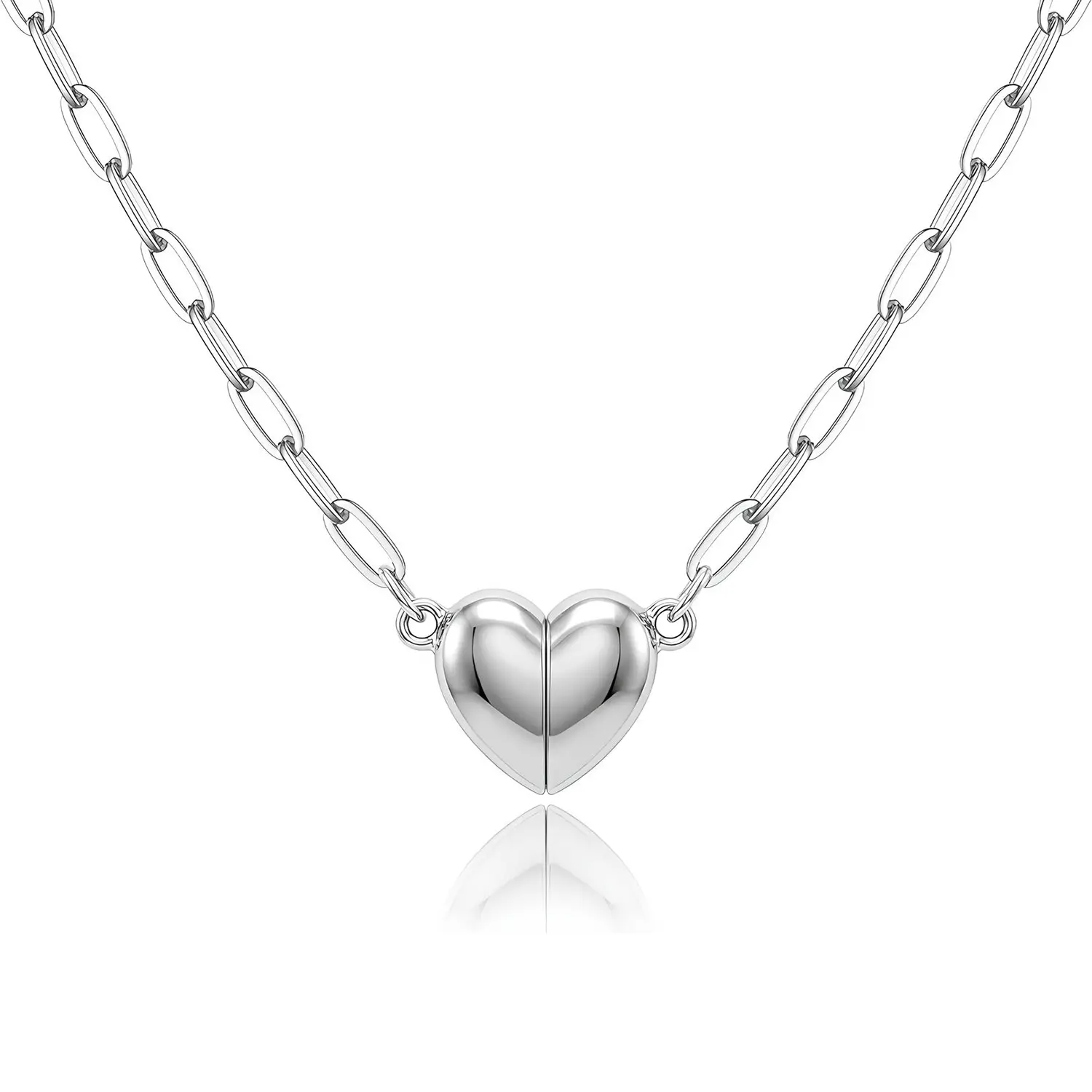 Women Heart Shaped Magnetic Pendant Necklace Dainty Choker Fashion Jewelry Romantic Gift for Valentine's Day Birthday Party Anniversary