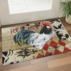 HomeRoots 645482 3x5 ft. Midnight Red & Beige Animal-Inspired Rectangular Area Rug, Machine-Made, Washable, with UV Protection, Animal-Inspired Area Rugs, Rectangular Area Rugs