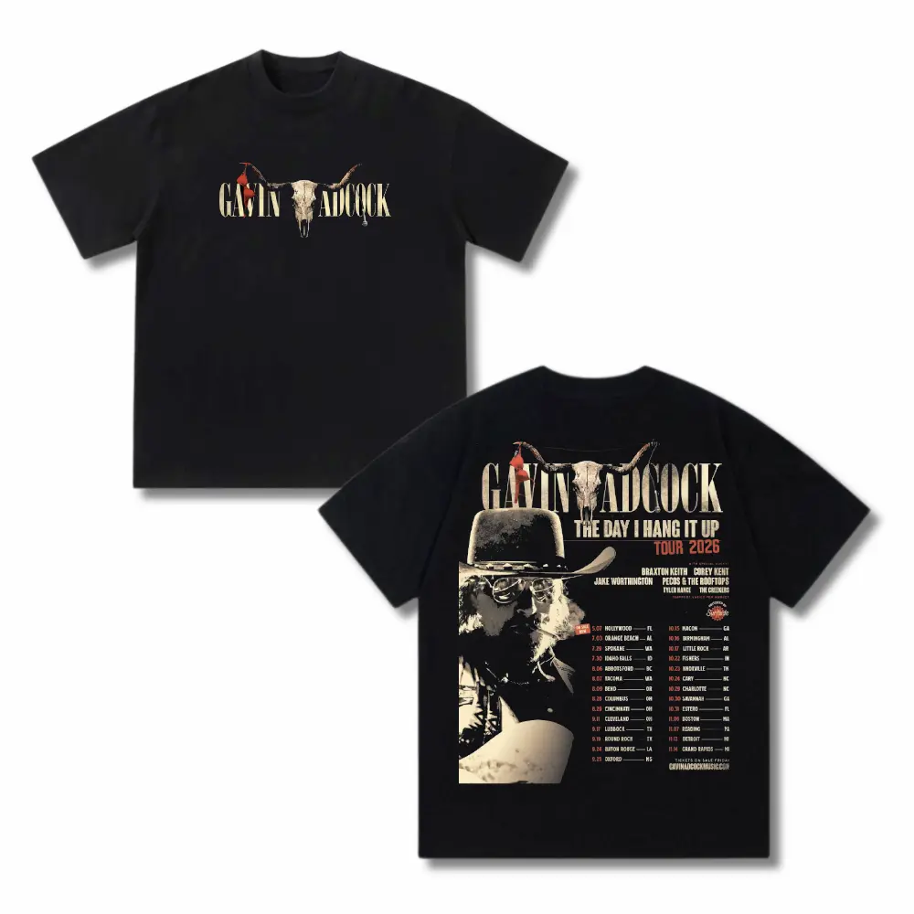 Gavin Adcock “The Day I Hang It Up” Tour 2026 T-Shirt – Country Concert Graphic Tee for Western Country Music Fans, Men Women Shirts.