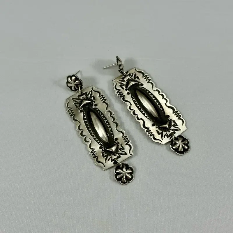 Sterling Silver Stamped Dangle Earring