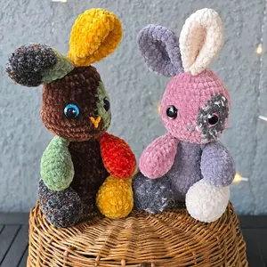 Handmade Crochet Bunny Plush - Soft & Cuddly with Big Sparkly Eyes