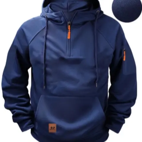 Men's Regular Fit Kangaroo Pocket Zip Up Hoodie, Casual Comfy Fit Long Sleeve Hooded Heavyweight Streetwear Sweatshirt for Fall & Winter, Casual Streetwear Hoodies, Men's Clothes for Daily Wear, Tops, Casual Fit Outerwear