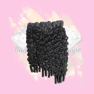 Bboujie Burmese Curly Bundles Virgin Hair Extensions 100% Human Hair 14-28 Inches Water Wave Texture 3C-4A Curl Pattern Natural Black Color Easy Weave Installation Unisex