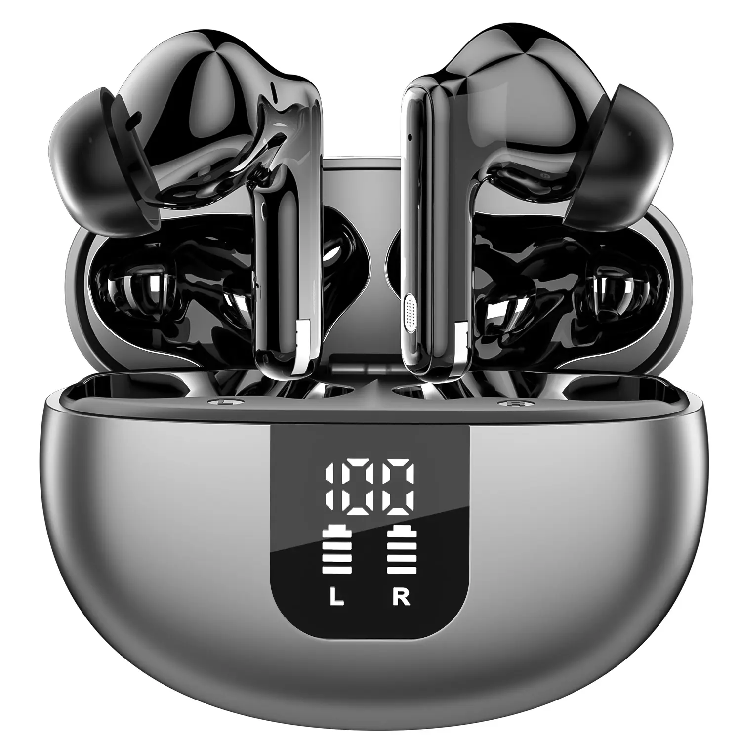 Wireless Dual LED Digital Earbuds with Audios - Bluetooth 5.3 In-Ear Headphones, ENC Mic, 40H Total Playtime, IP7 Waterproof, for Gaming on PC & Laptop, Sports Use