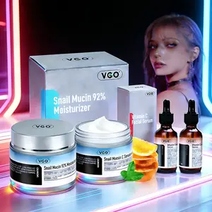 VGO Snail Mucin 92% Moisturizing Cream with Vitamin C Face Serum for Daily Use
