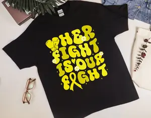 Her Fight Is Our Fight Spina Bifida Awareness Shirt, Support Spina Bifida Warriors, Spina Bifida Fighter Gift, Yellow Ribbon Shirt, Spina Bifida Warrior Shirt