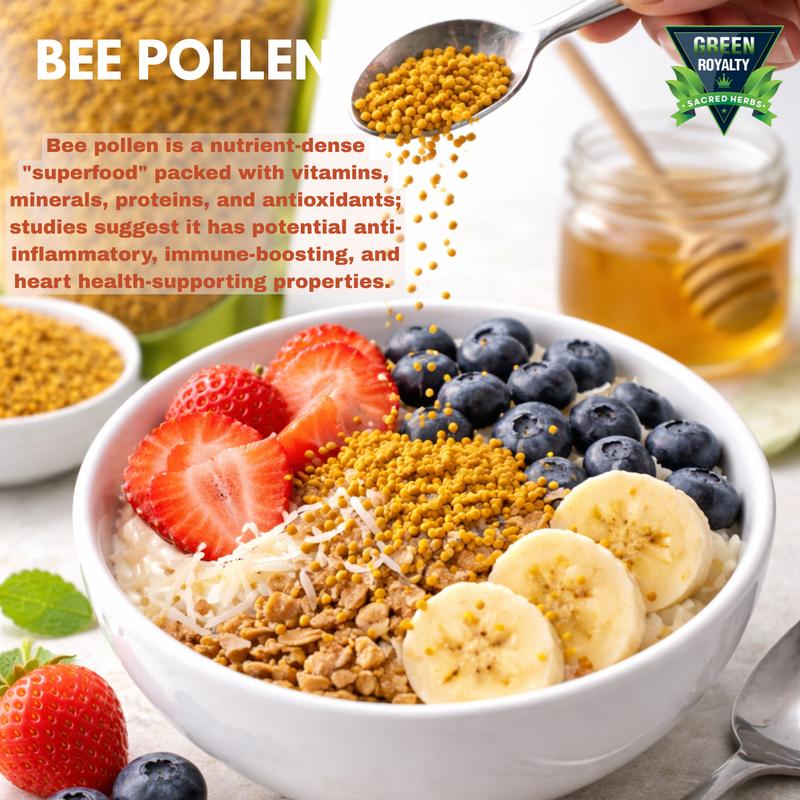Green Royalty Bee Pollen 10oz Vitamin Supplement for Health & Energy Boost - Natural Infusions for Metabolism Support & Antioxidant Rich