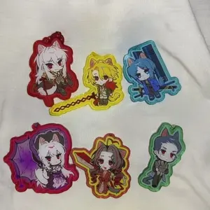 Limbus Company keychains, featuring Don Quixote, Sancho, Bari, and Dulcinea acrylic pendants, perfect as a gift for fans.