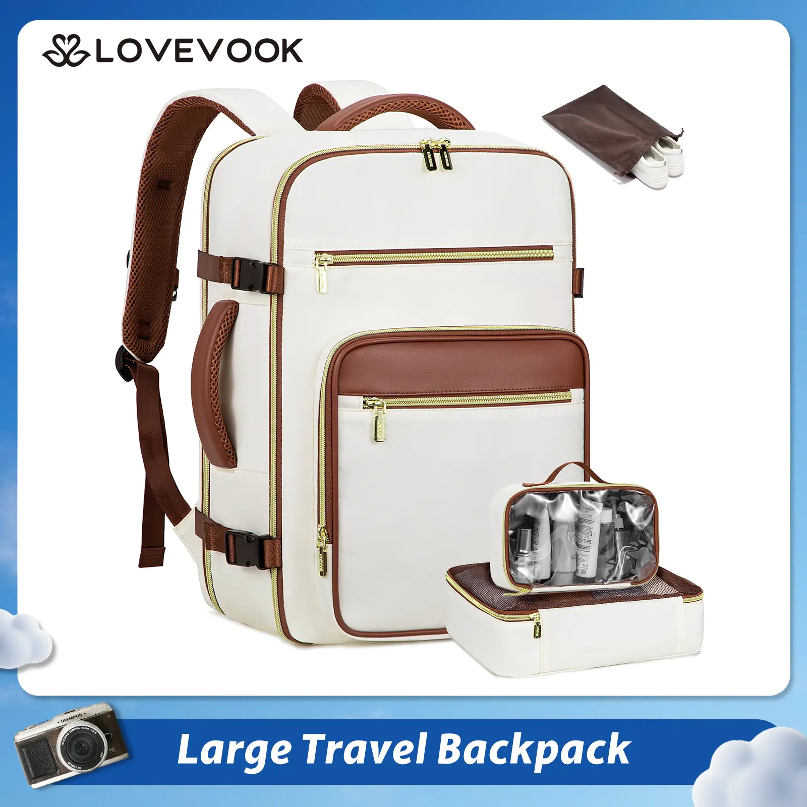 LOVEVOOK Fall Travel Backpack For Women, Carry On Backpack Flight Approved,TSA Personal Item Travel Bag Fits 17&18 Inch Laptop,Business Weekender Over