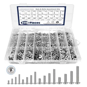 1110 count Nuts and  Assortment Kit, Stainless Steel Hardware Assortment Kit with Assorted Screws, Nuts,  and Washers#4-40#6-32#8-32#10-24