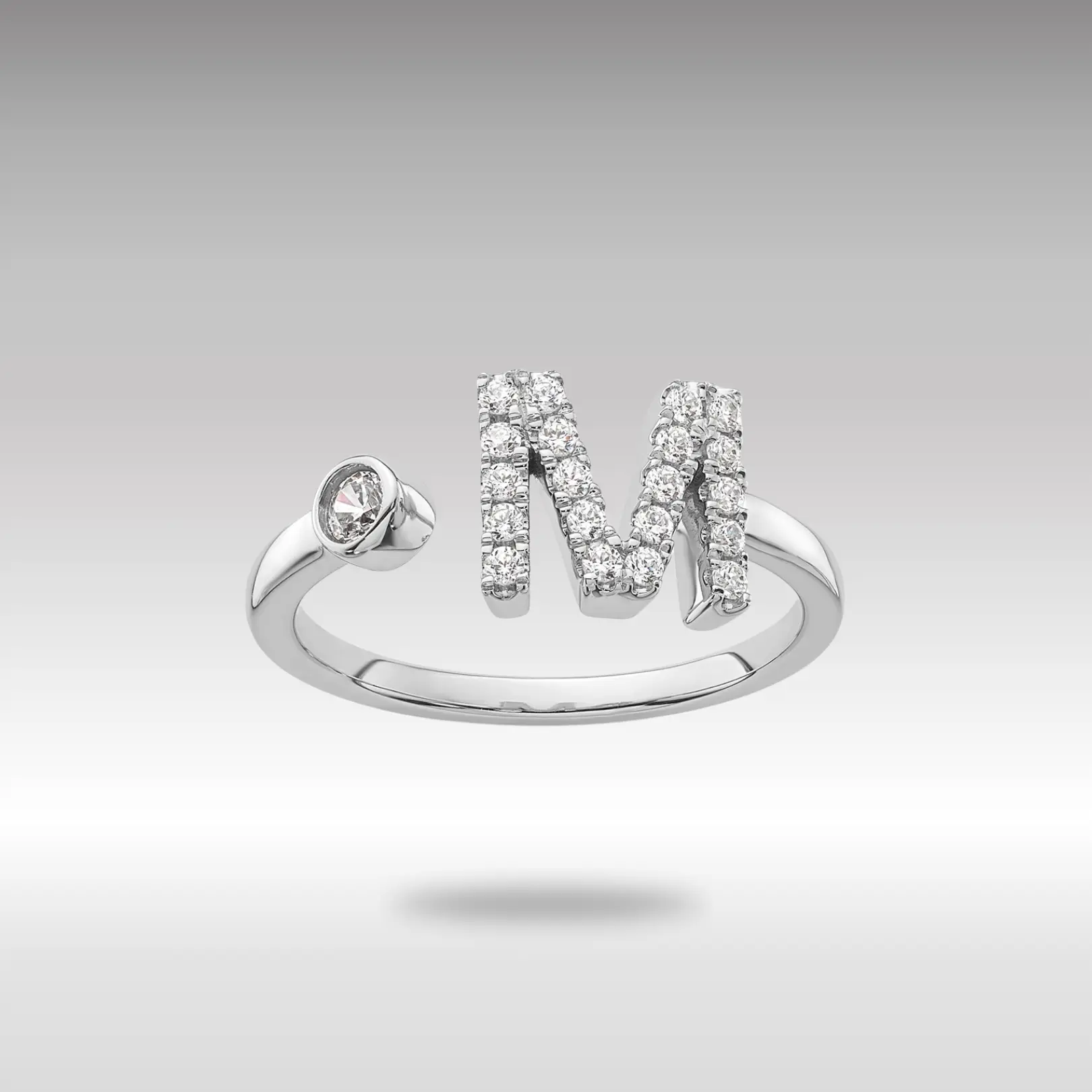 White 14K Gold Lab Grown Diamond VS/SI FGH Initial M Adjustable Ring Model-RM10277M-017-WLG