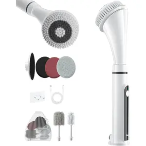 Electric Spin  Brush - Rechargeable Cordless Cleaning Brush with Full- IPX7 , 6 Interchangeable Heads & 2-Speed Modes for Bathroom, Kitchen, Tile