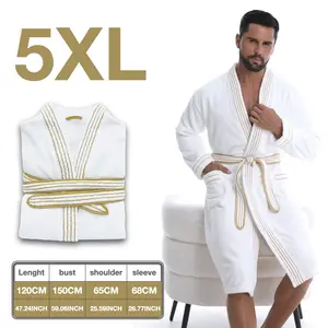 Luxury Gold Thread Bathrobe, Thick Warm Knee-Length, Quick-Dry Absorbent, Spa & Hotel Use, Unisex, Christmas Halloween Thanksgiving New Year Gift
