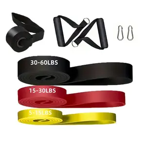 8-Piece Heavy Duty Resistance Band Set (5-60 lbs) - Stackable Weightlifting and Pull-Up Bands with Tension Rod Connectors, Color-Coded Levels (Green/Yellow/Red), Suitable for Gym, Yoga, Pilates, Physical Training - Portable Fitness Equipment