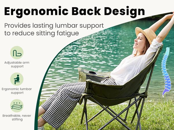 Comfort Folding Camping Chair，With 440 Lbs Capacity, Reinforced Steel Frame And 600D Oxford Fabric, 2 Cup Holders And Side Pockets, Folds Into Carry Bag, Perfect For Outdoor Concert And Glamping