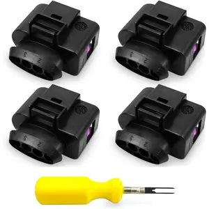 4 Pcs Ignition Coil Connector Repair Kit Fits for VW Passat Tiguan Beetle Golf Jetta AUDI A3 A4 A5 A6 Q7 TT R8, Harness Plug Replace 4B 0973724   4B0-973-724.
